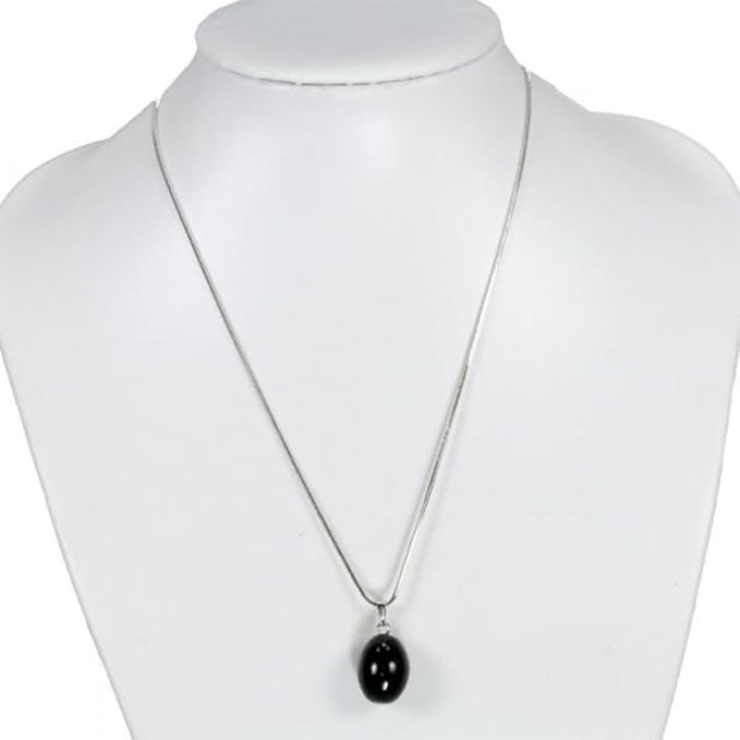 Polished Stone Water Drop Pendant Necklace - Natural Radiance and Spiritual Serenity - Lithotherapy (Black Agate)