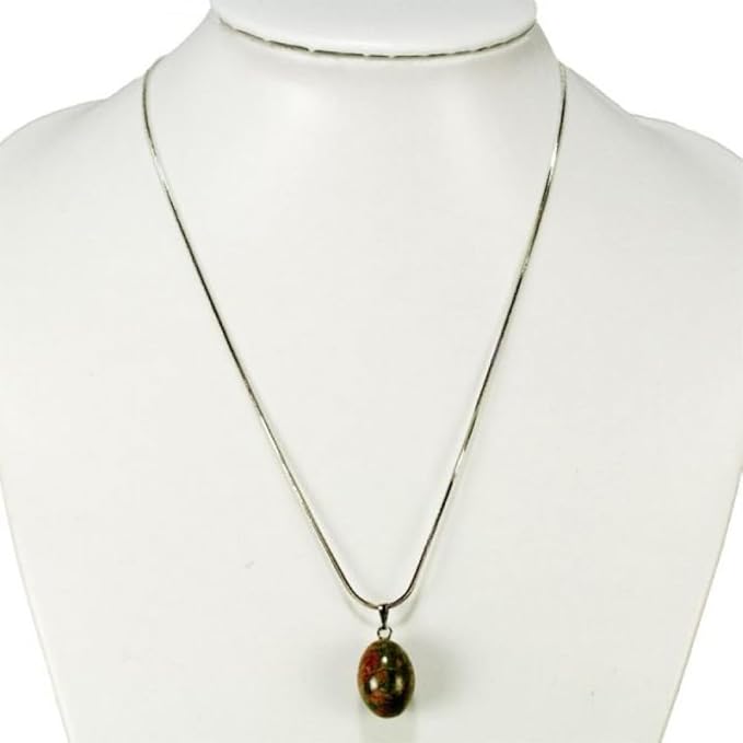Collier Pendentif Goutte d'Eau en Pierre Polie - Éclat Naturel et Sérénité Spirituelle - chakra, énergie, zen, spirituel, joli bijoux pierre naturelle (Unakite)