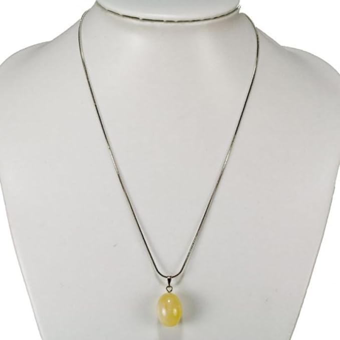 Polished Stone Water Drop Pendant Necklace - Natural Radiance and Spiritual Serenity - chakra, energy, zen, spiritual, pretty natural stone jewelry (Yellow Jade)