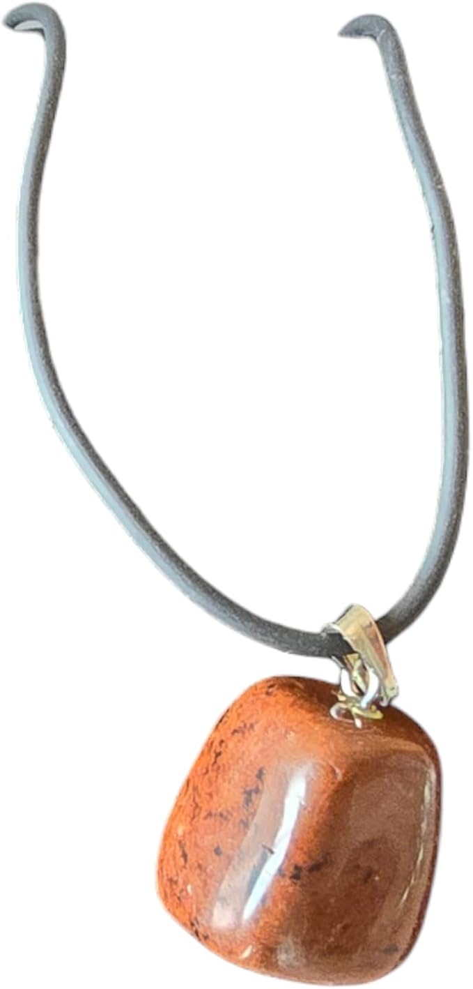Collana con Ciondolo in Pietra Naturale - Energetica e Armonia - Pietra Singola - energia - zen - spirituale - chakra (Diaspro Rosso)