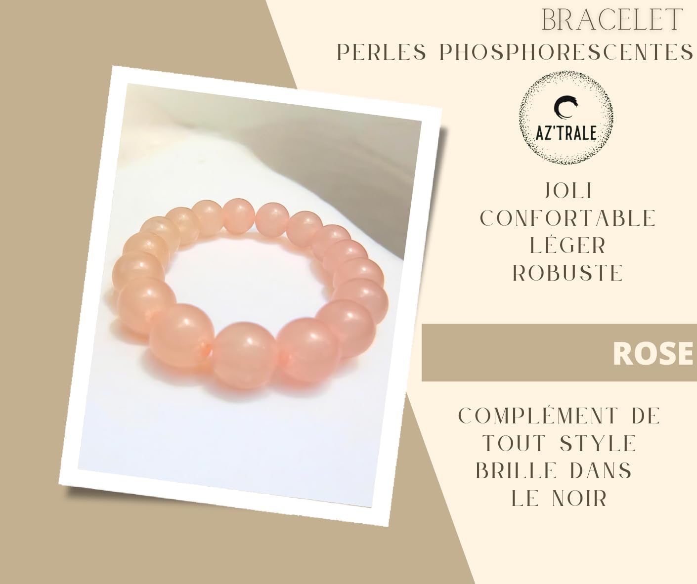 Phosphorescent Pink Beads Bracelet