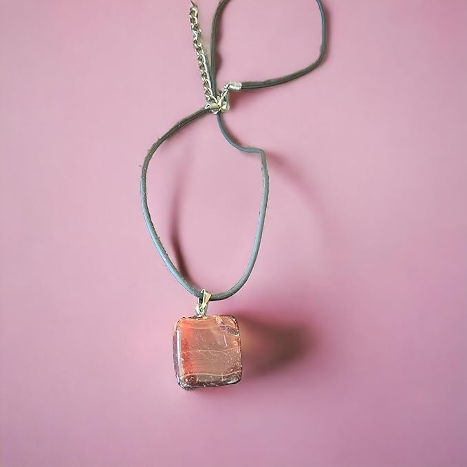 Necklace with Natural Stone Pendant - Energetic and Harmony - Unique Stone - energy - zen - spiritual - chakras (Red Agate)