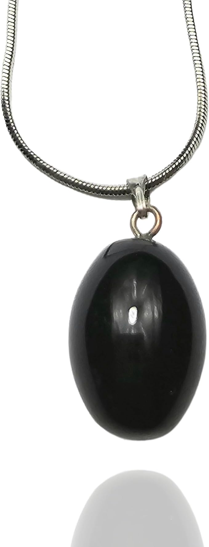 Polished Stone Water Drop Pendant Necklace - Natural Radiance and Spiritual Serenity - Lithotherapy (Black Agate)