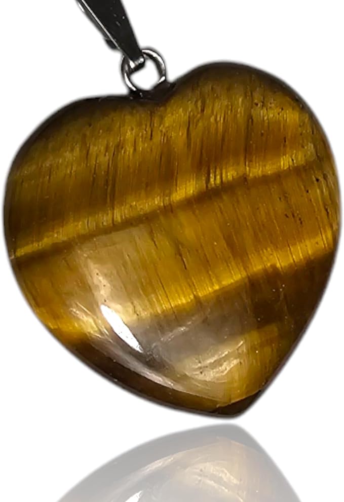 Ciondolo in pietra naturale - Forma di cuore con occhiello per catena - Pietre naturali, Ciondolo elegante - Zen, Equilibrio, Armonia - Gioiello ideale, universale (Occhio di tigre 25mm)
