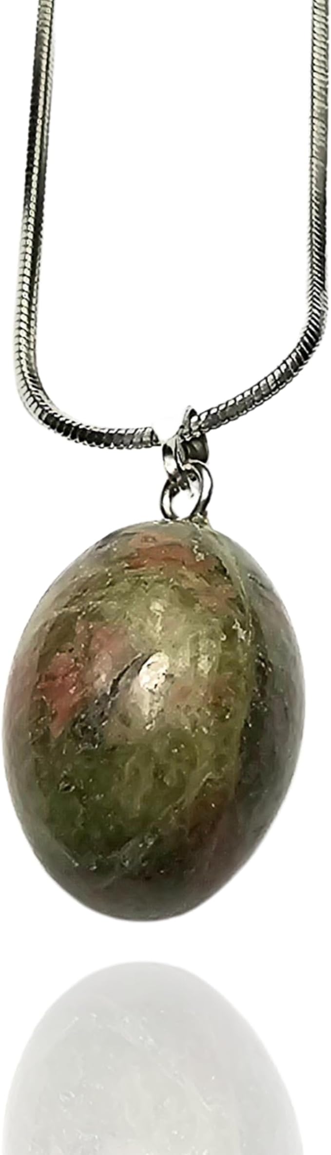 Collier Pendentif Goutte d'Eau en Pierre Polie - Éclat Naturel et Sérénité Spirituelle - chakra, énergie, zen, spirituel, joli bijoux pierre naturelle (Unakite)