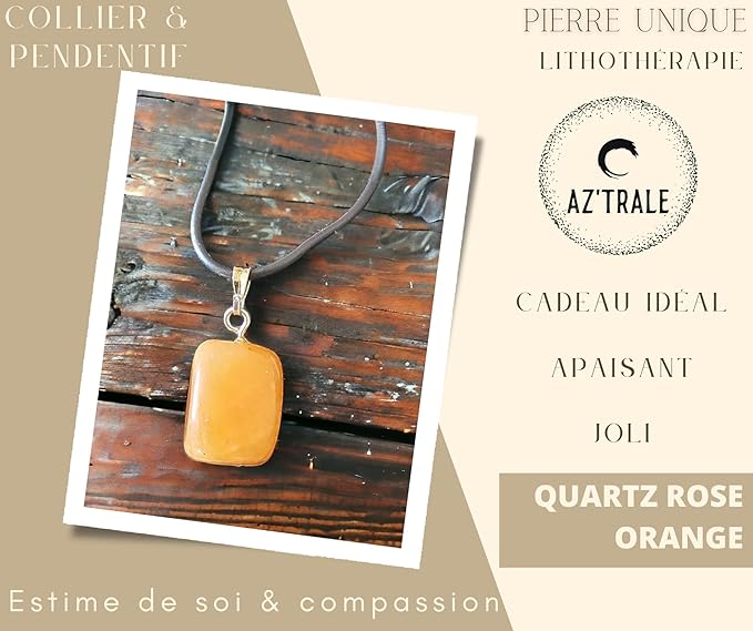 Collana con Ciondolo in Pietra Naturale - Energetica e Armonia - Pietra Singola - energia - zen - spirituale - chakra (Quarzo rosa)