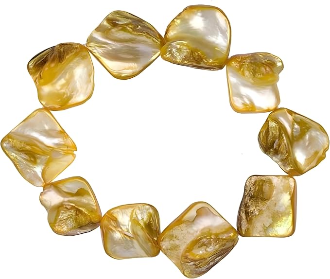 Bracciale in pietra madreperla - Eleganza naturale ed equilibrio spirituale - Litoterapia, energia, zen, spirituale (Oro giallo)