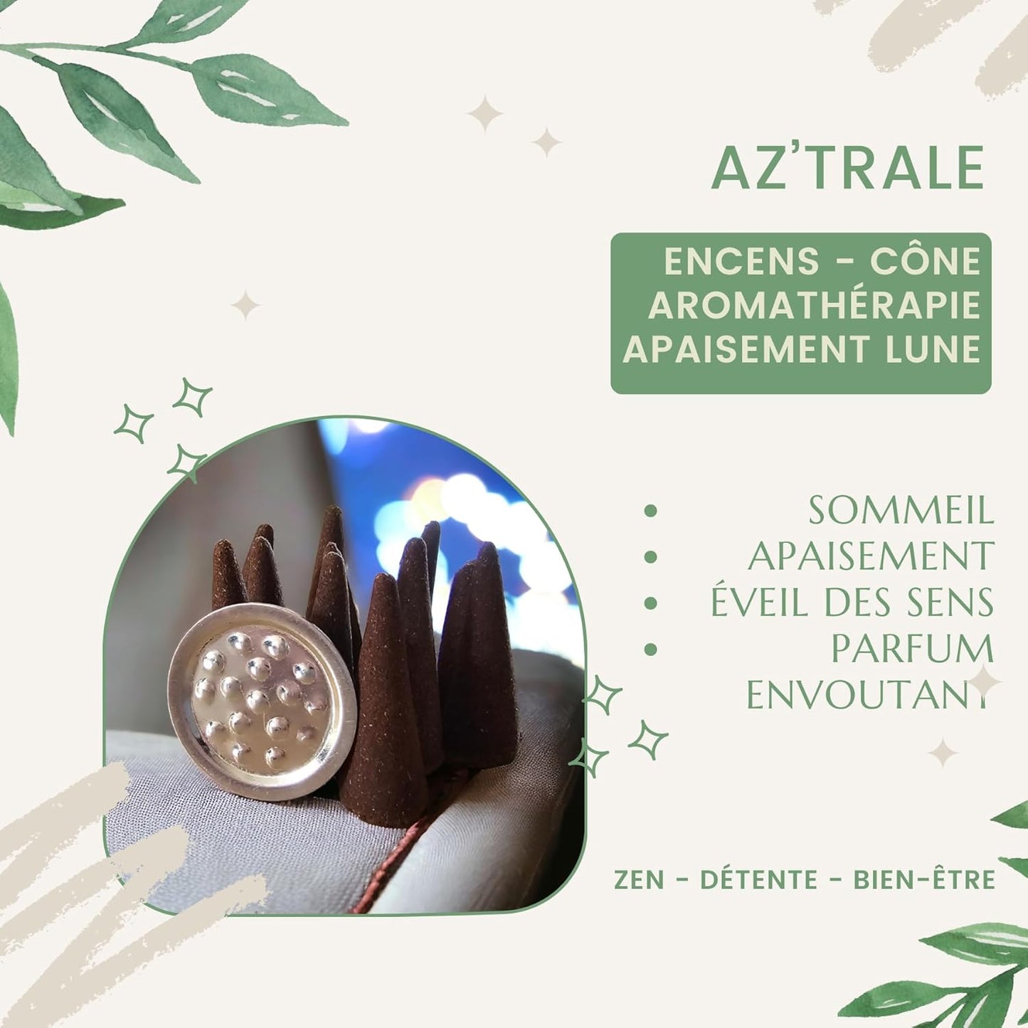 Set di 12 coni di incenso per la meditazione, il relax e l'equilibrio - Realizzati artigianalmente - Varie fragranze per ogni momento (Lenitivo della Luna)