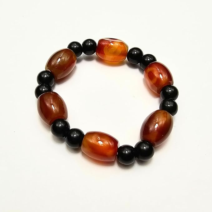 Bracciale in pietra di agata lucida - bracciale in pietra naturale - zen - spirito - energia. Bracciale Harmony (Marrone - Nero)