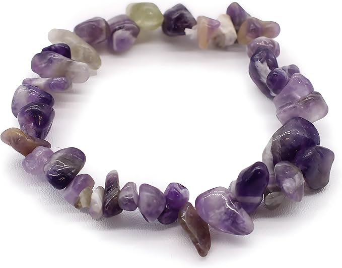 Bracciale Elastico in Chips di AMETISTA - Pietre Naturali Lucide, Bracciale Elegante - Zen, Equilibrio, Armonia