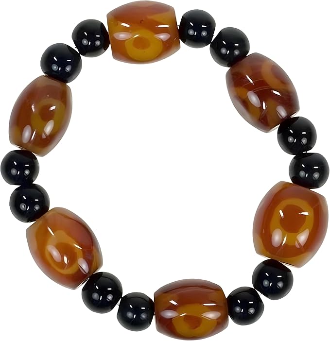 Bracciale in pietra di agata lucida - bracciale in pietra naturale - zen - spirito - energia. Bracciale Harmony (Marrone - Nero)