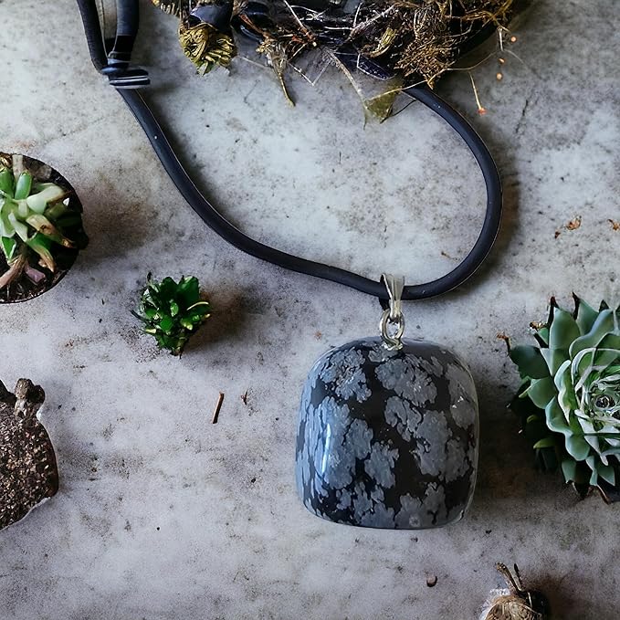 Collana con Ciondolo in Pietra Naturale - Energetica e Armonia - Pietra Singola - energia - zen - spirituale - chakra (Ossidiana)