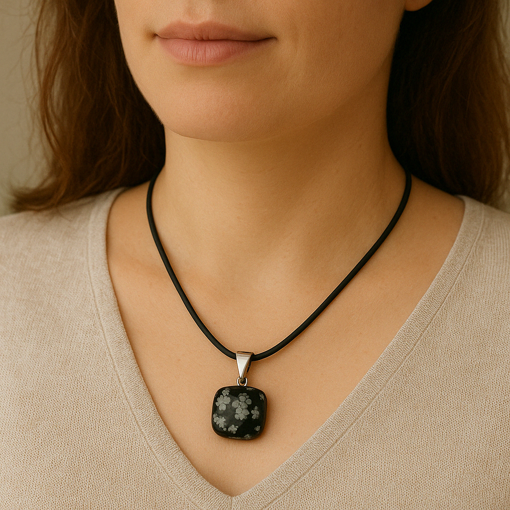 Collana con Ciondolo in Pietra Naturale - Energetica e Armonia - Pietra Singola - energia - zen - spirituale - chakra (Ossidiana)