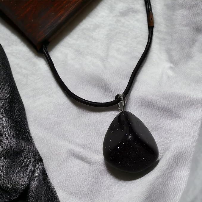 Collana con Ciondolo in Pietra Naturale - Energetica e Armonia - Pietra Singola - energia - zen - spirituale - chakra (Granito Nero Unakite)