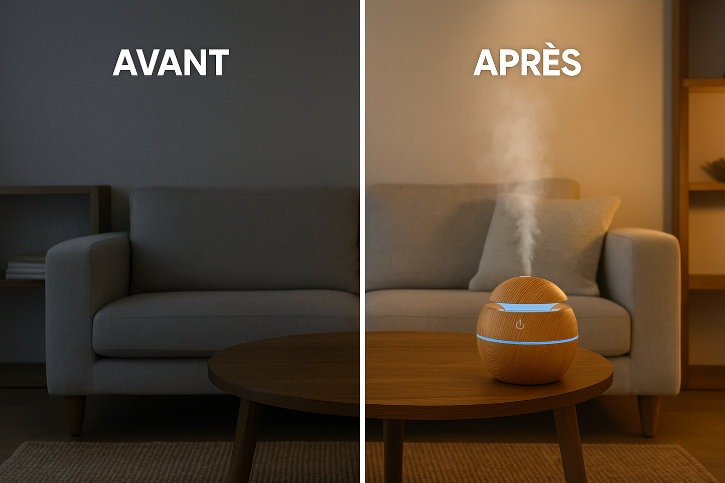 Humidificateur d'Air LED RGB 200ml - Diffuseur d'Arômes Silencieux & Moderne