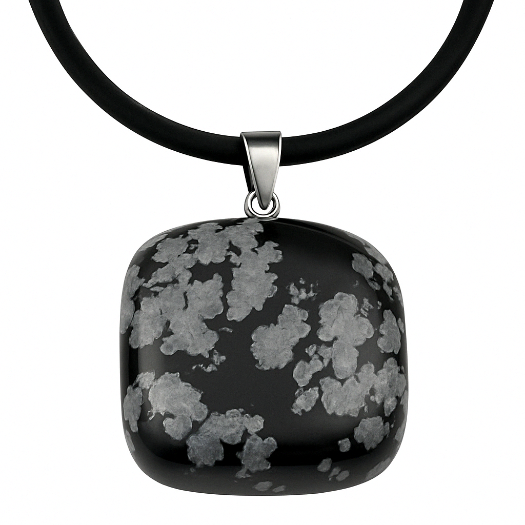 Collana con Ciondolo in Pietra Naturale - Energetica e Armonia - Pietra Singola - energia - zen - spirituale - chakra (Ossidiana)