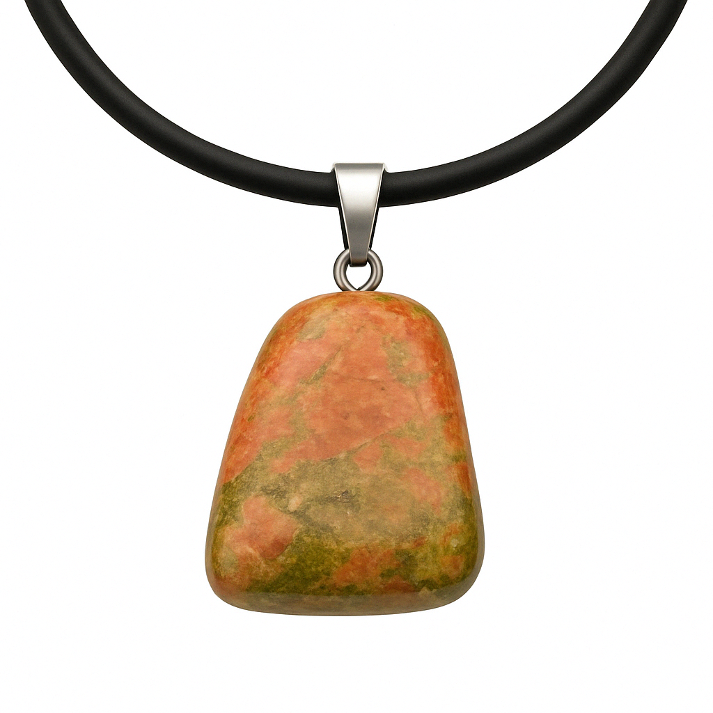 Collana con Ciondolo in Pietra Naturale - Energetica e Armonia - Pietra Singola - energia - zen - spirituale - chakra (Unakite)