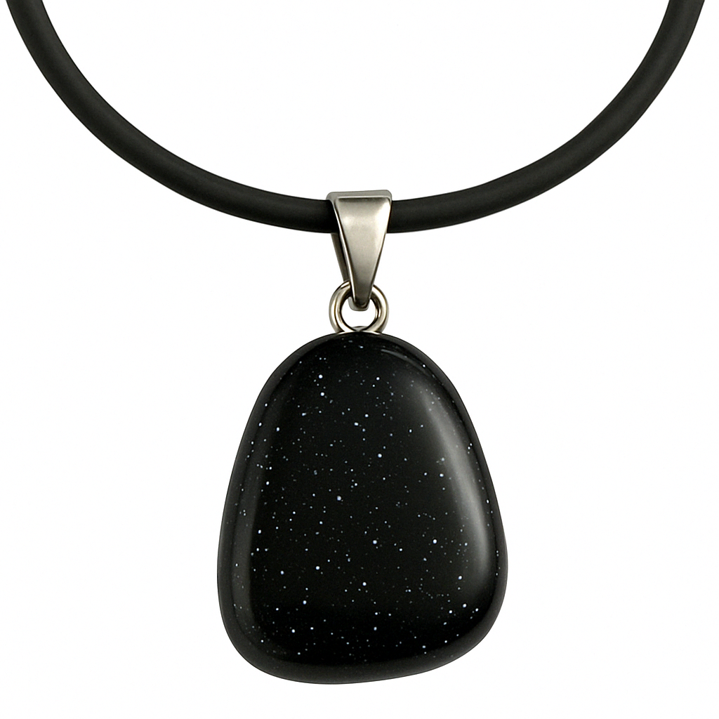 Collana con Ciondolo in Pietra Naturale - Energetica e Armonia - Pietra Singola - energia - zen - spirituale - chakra (Granito Nero Unakite)