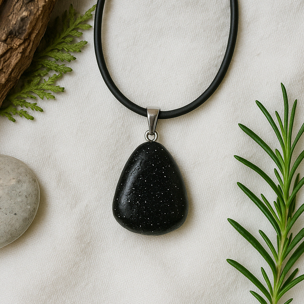 Collana con Ciondolo in Pietra Naturale - Energetica e Armonia - Pietra Singola - energia - zen - spirituale - chakra (Granito Nero Unakite)