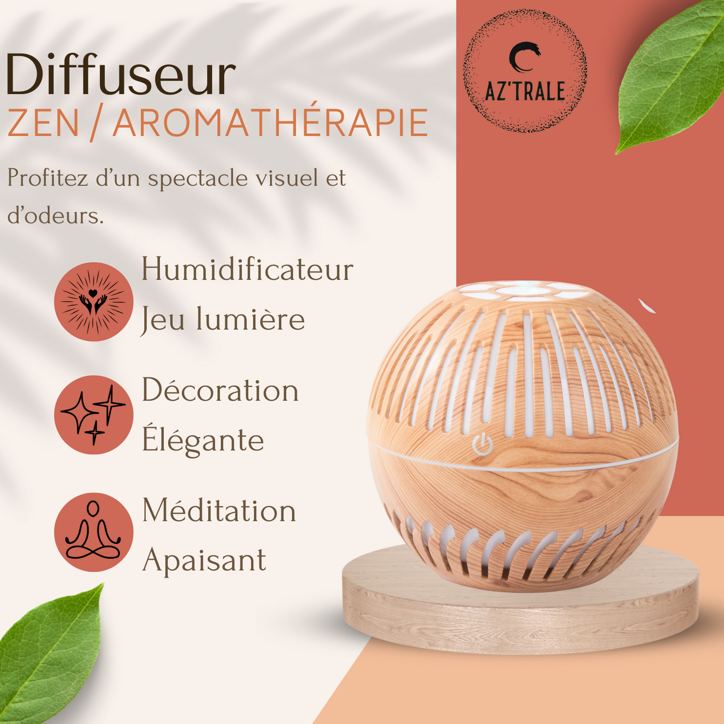Humidificateur d'Air 300ml avec LED RGB - Diffuseur d'Arômes et Lampe de Nuit USB