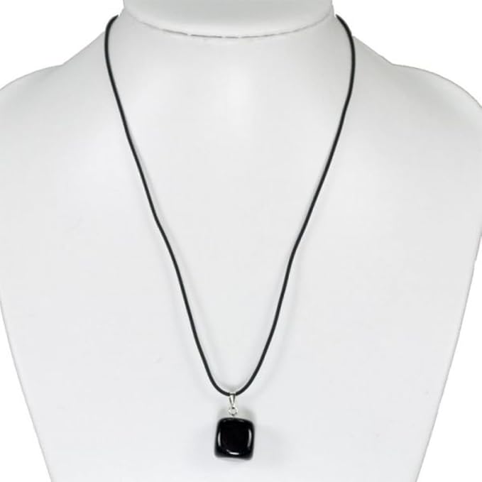 Collana con Ciondolo in Pietra Naturale - Energetica e Armonia - Pietra Singola - energia - zen - spirituale - chakra (Agata Nera)