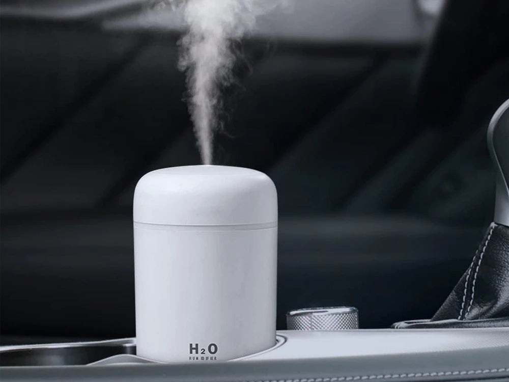 Mini Humidificateur d'Air USB 300ml - Diffuseur d'Arômes RGB & Brume d'Aromathérapie - Blanc
