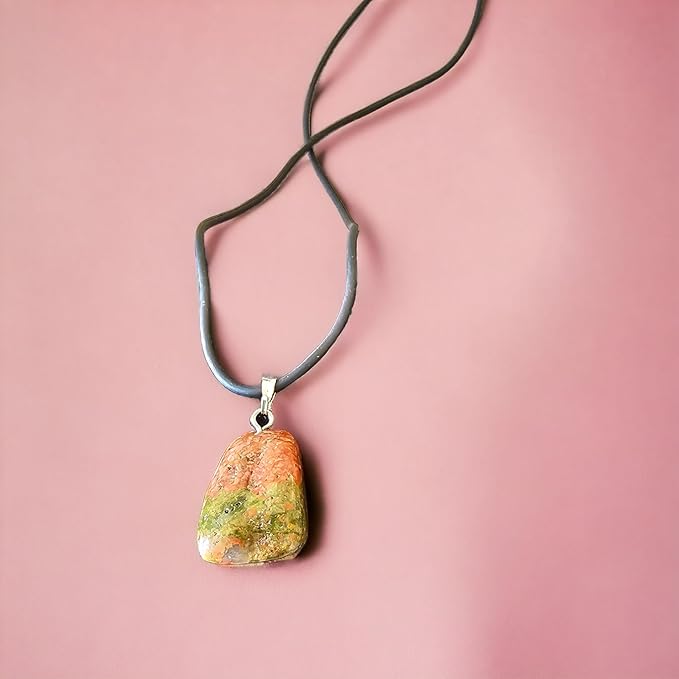Collana con Ciondolo in Pietra Naturale - Energetica e Armonia - Pietra Singola - energia - zen - spirituale - chakra (Unakite)