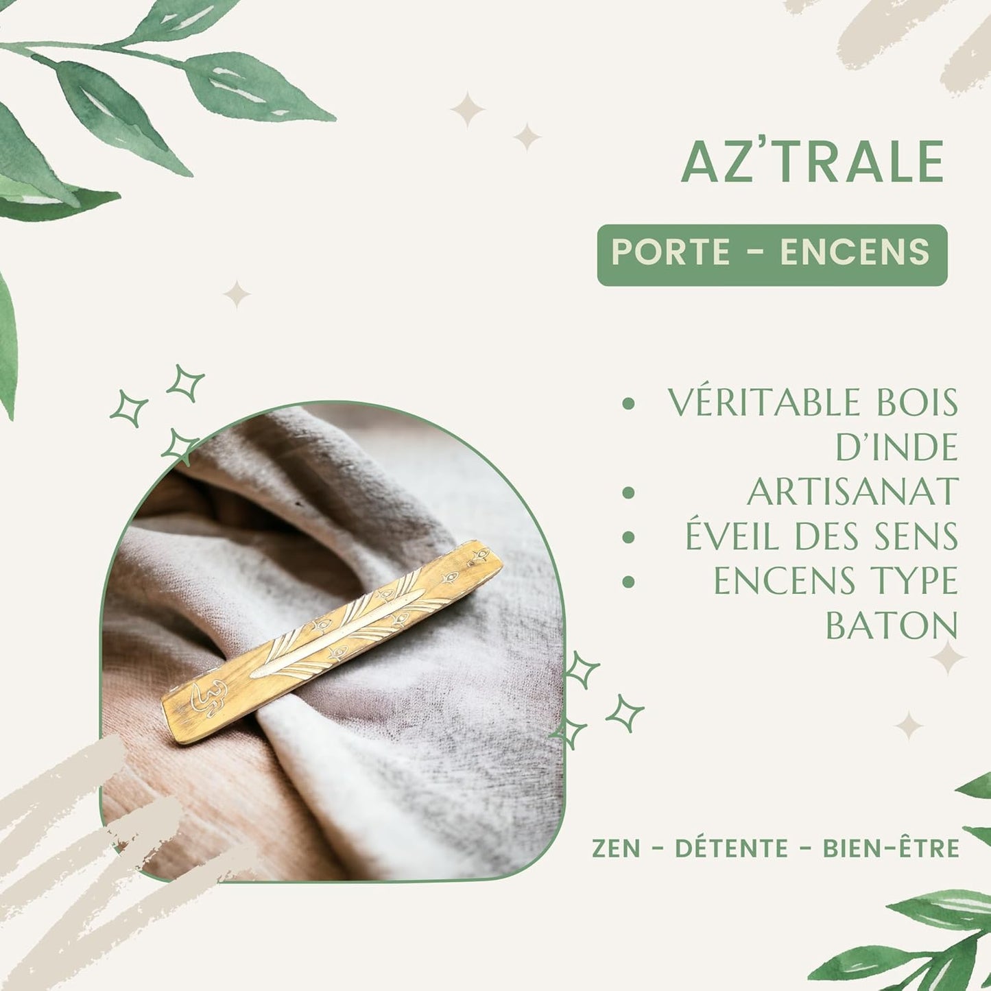 Portaincenso indiano in legno con disegni fatti a mano - Eleganza spirituale e armonia interiore (Shiva)