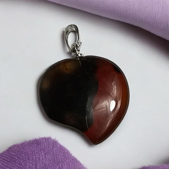 Ciondolo in pietra naturale - A forma di cuore con occhiello per catena - Pietre naturali, Ciondolo elegante - Zen, Equilibrio, Armonia - Gioielli ideali, universali (agata rossa 21mm)