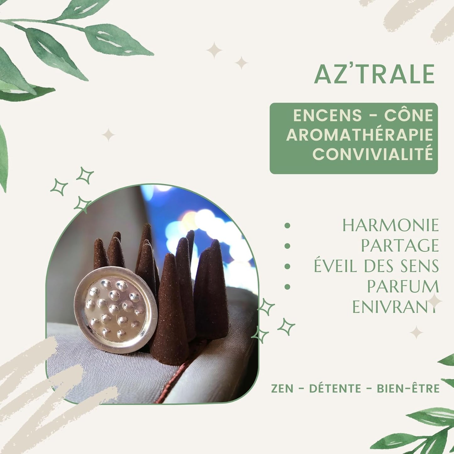 Set di 12 Coni di Incenso per la Meditazione, il Rilassamento e l'Equilibrio - Realizzati artigianalmente - Varie Fragranze per Ogni Momento (Convivialità)