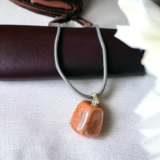 Collana con Ciondolo in Pietra Naturale - Energetica e Armonia - Pietra Singola - energia - zen - spirituale - chakra (Diaspro Rosso)