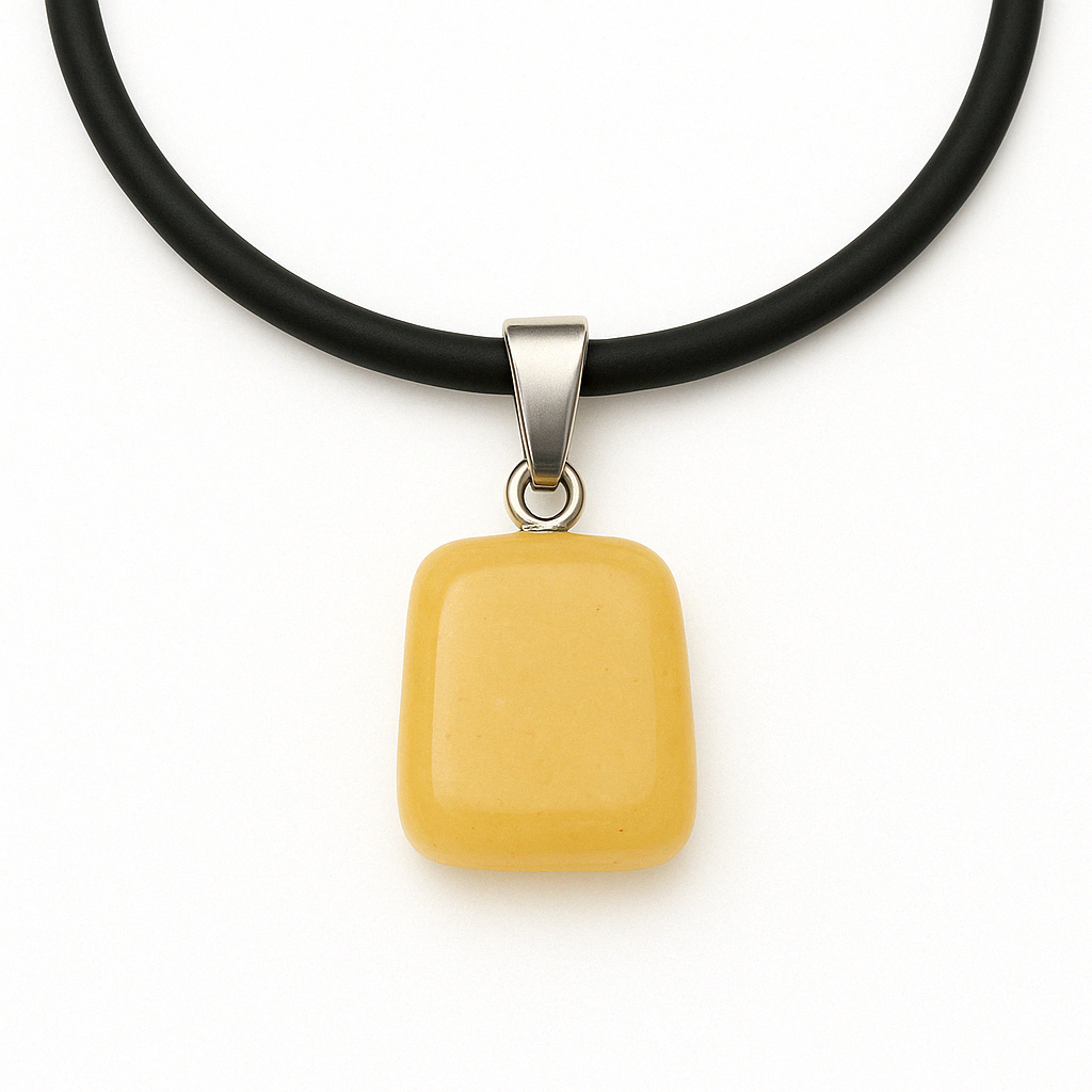 Collana con Ciondolo in Pietra Naturale - Energetica e Armonia - Pietra Singola - energia - zen - spirituale - chakra (Giada Gialla)