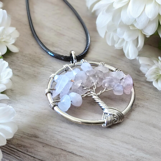 Collier Arbre de Vie Quartz Rose – Amour et Douceur